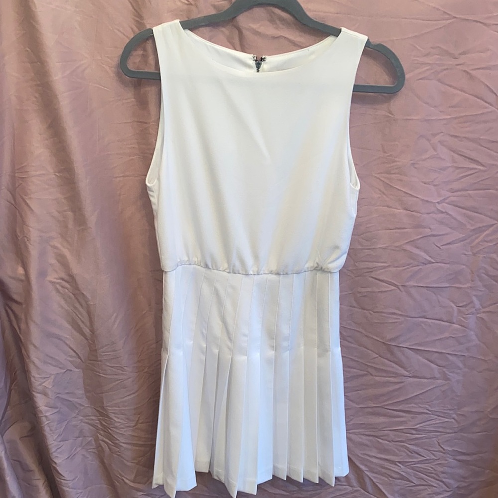 White Pleated Alice + Olivia Dress